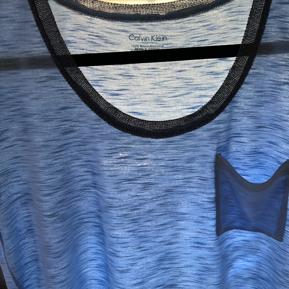Calvin Klein blue w/silver accent cap sleeve top - Size M